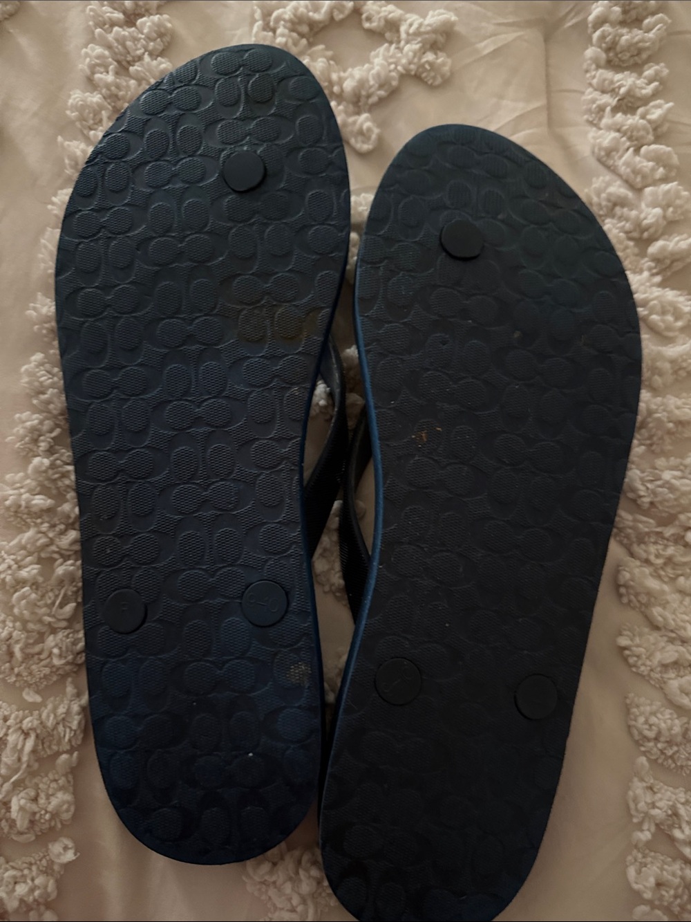 Coach Green and Black Striped Logo Flip Flops Sz 9 Women’s Sandals - Picture 4 of 5